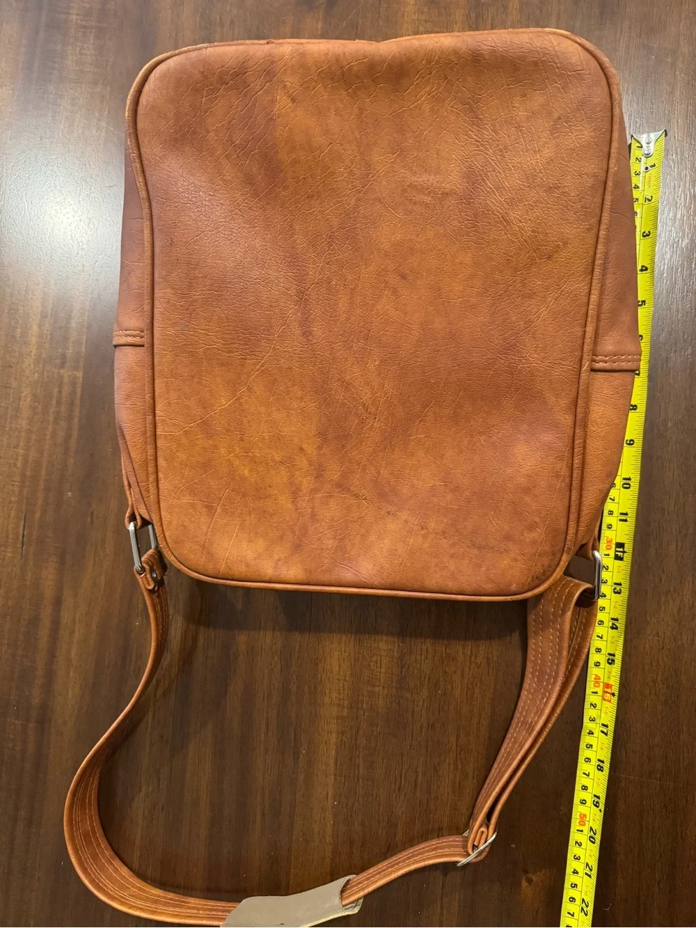 Vintage 1970s Samsonite Cognac Faux Leather Travel Messenger / Flight Bag